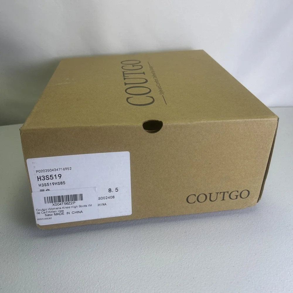Coutgo Black Suede Knee High Boots Size 8.5 NIB Pointed Toe Kitten‎ Heel